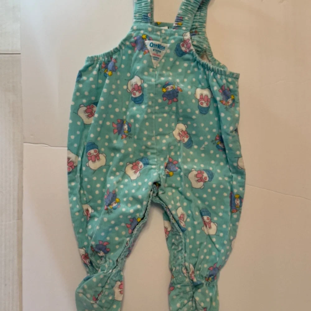 Vintage‎ Oshkosh B'Gosh Vestbak Footed Overalls Snowman Patterned Corduroy 6-9M